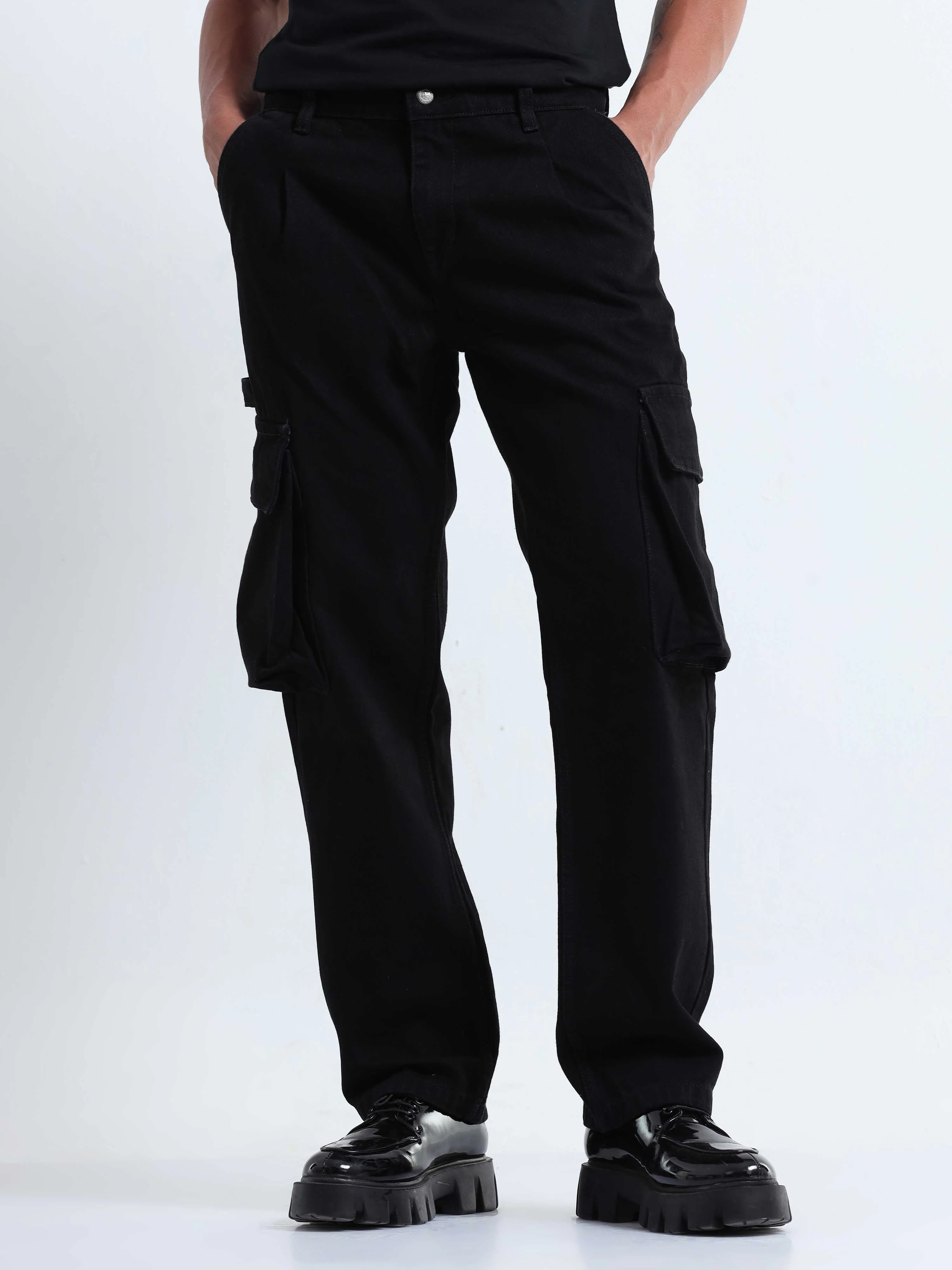 Classic Relaxed Black Denim Cargo