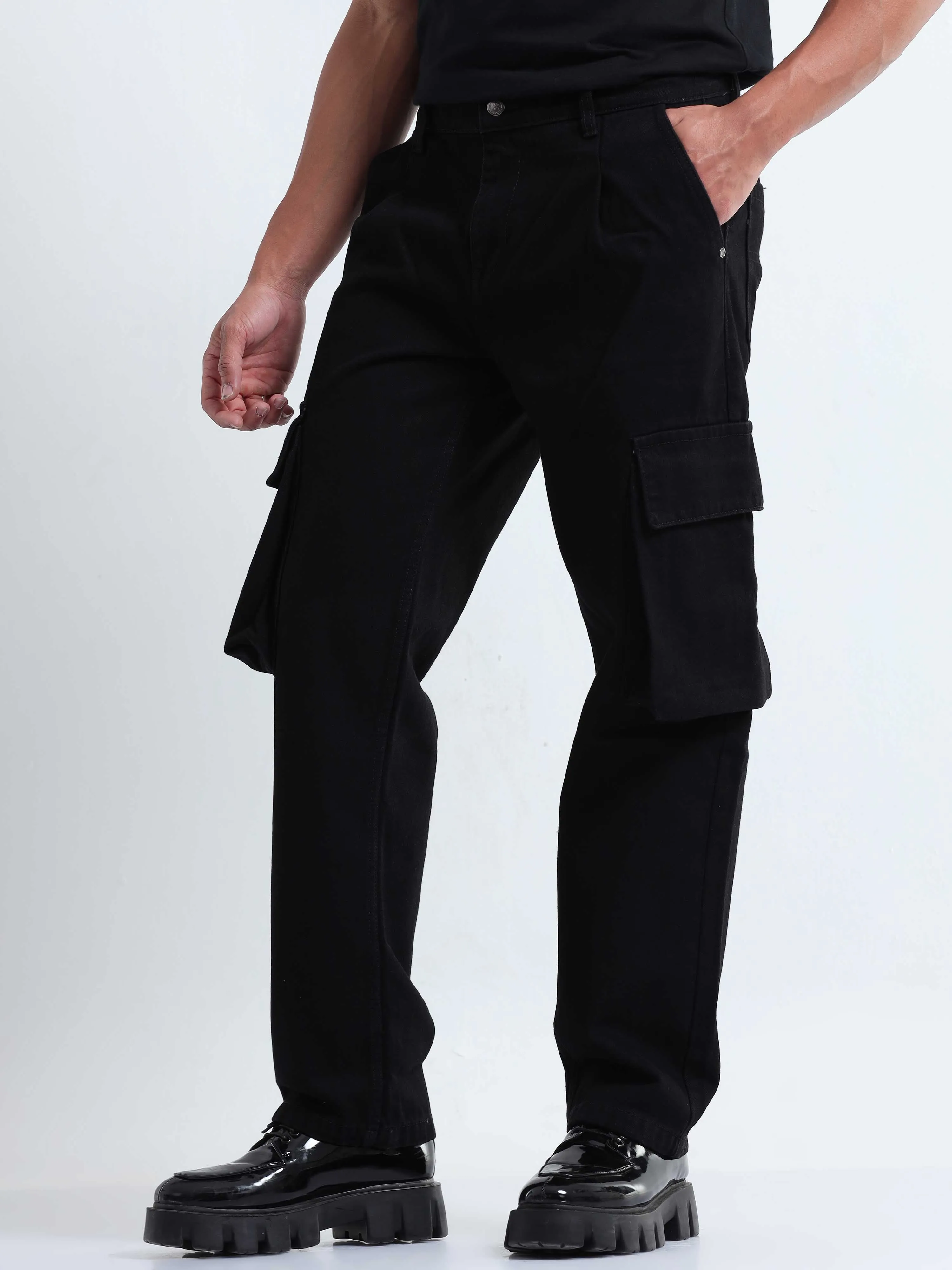 Classic Relaxed Black Denim Cargo