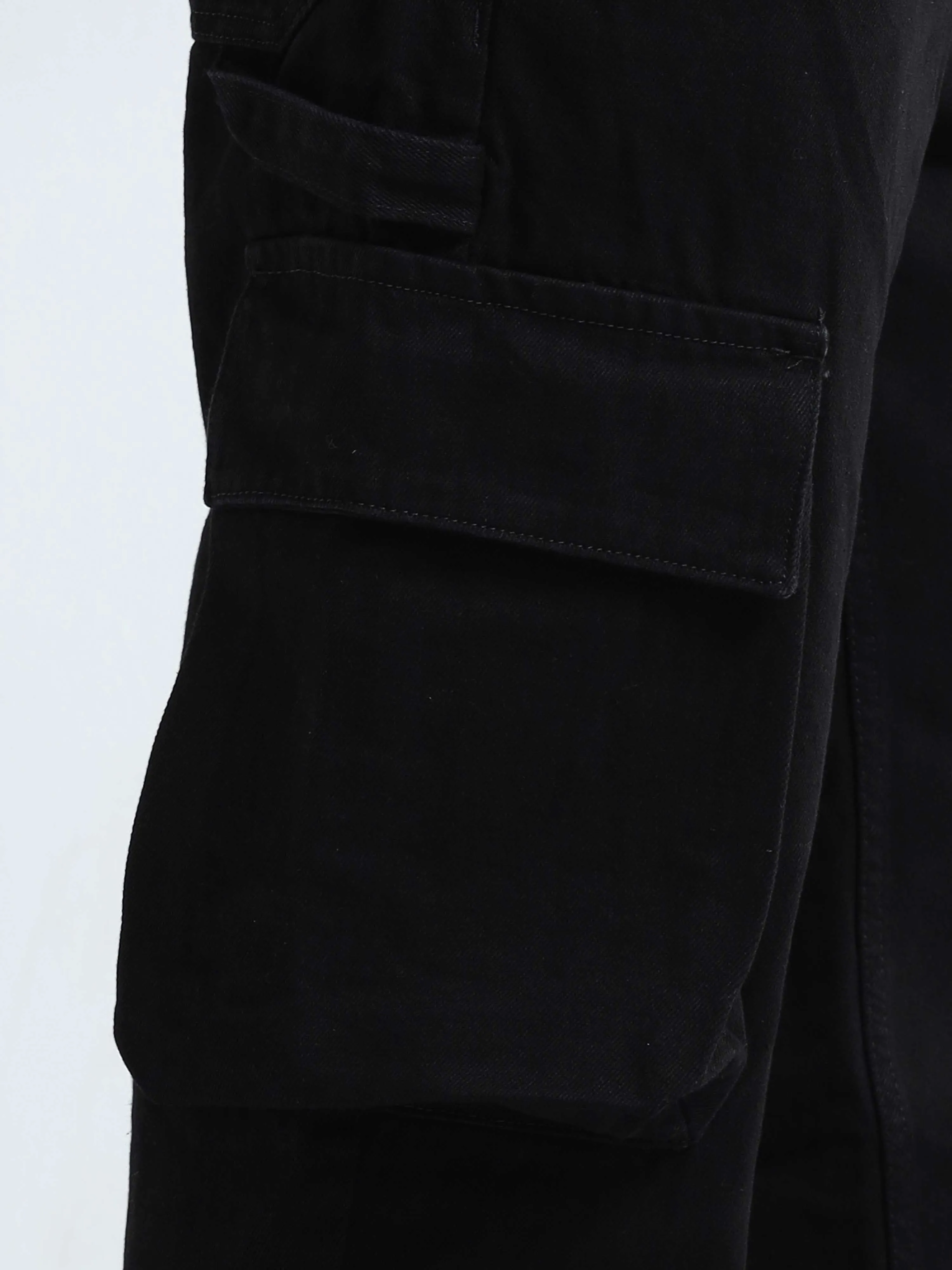 Classic Relaxed Black Denim Cargo