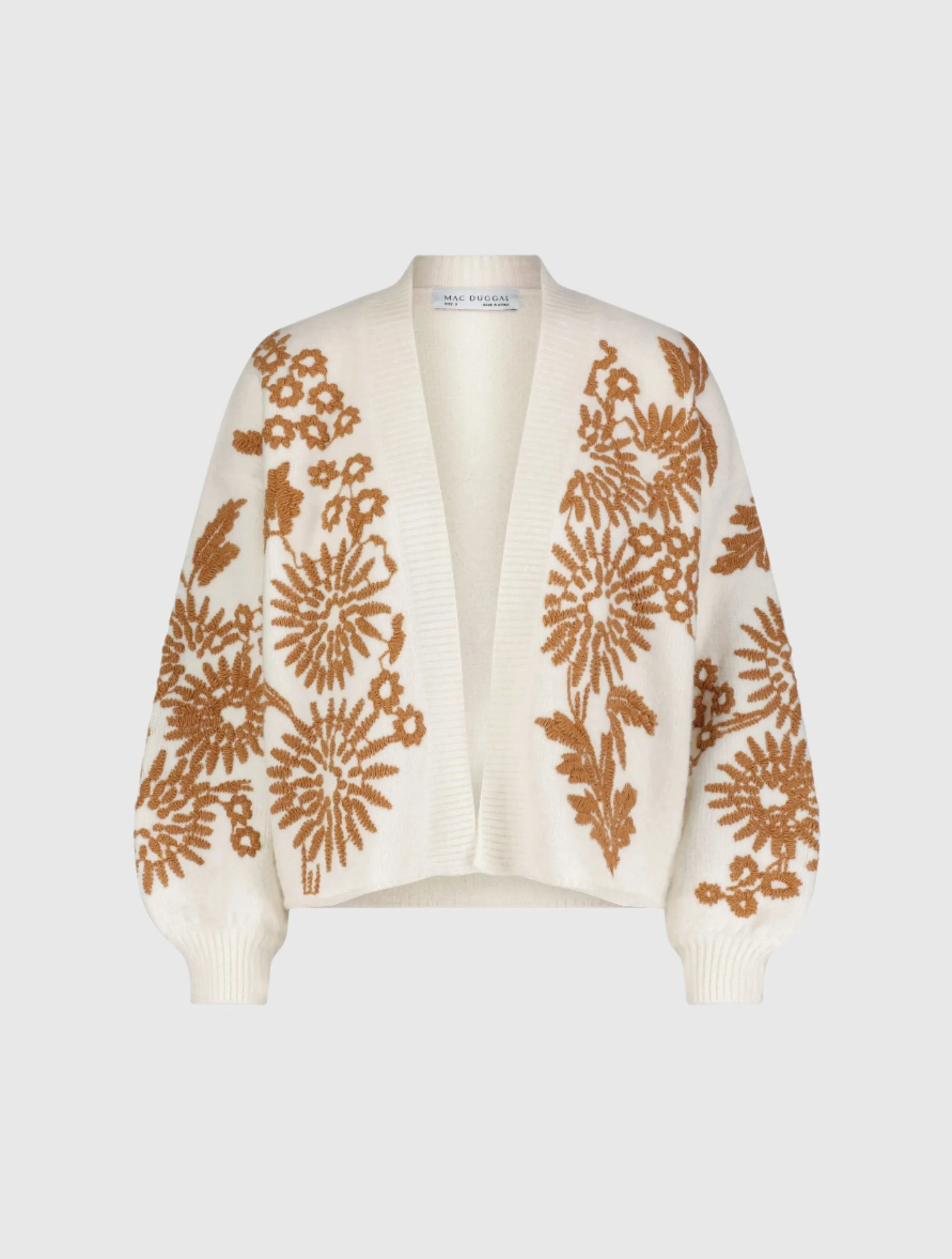 Cropped Knit Cardigan With Floral Details