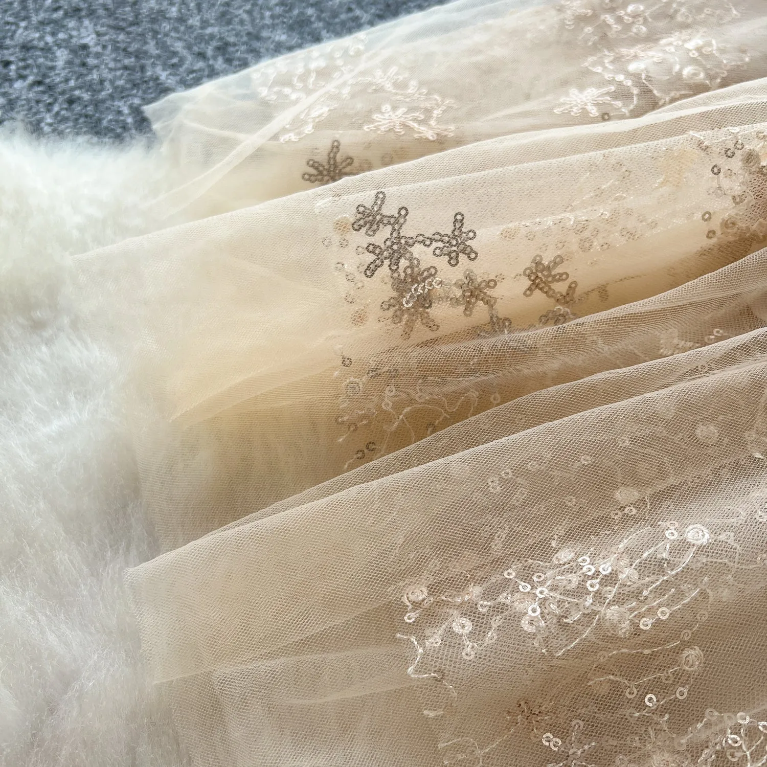 Delicate Beaded Embroidered Mesh Dress