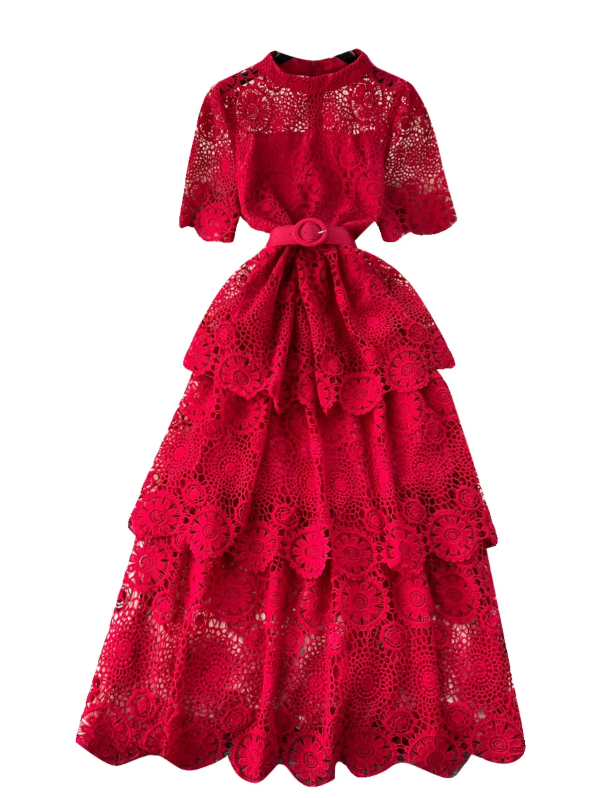 Delicate Hollowed Laec Cake Dress