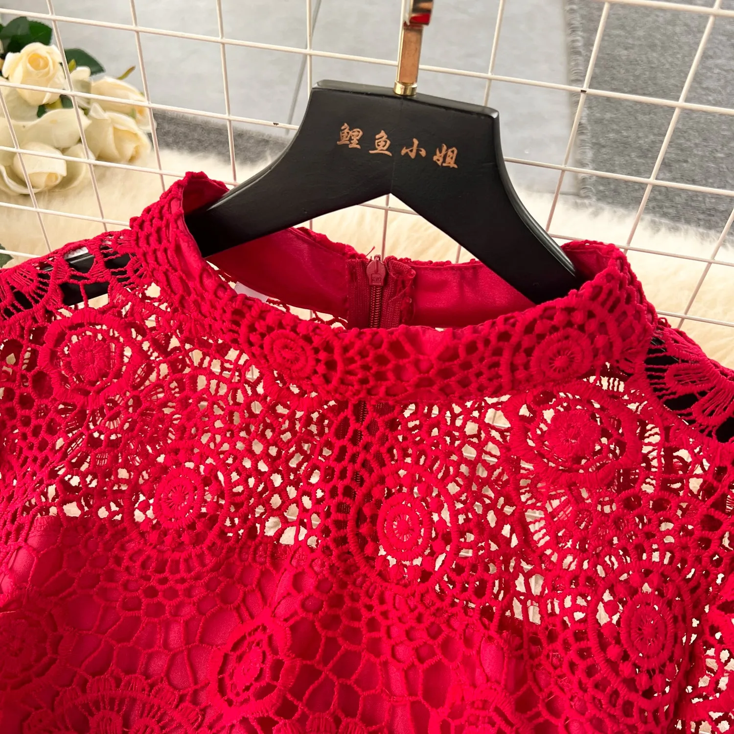 Delicate Hollowed Laec Cake Dress