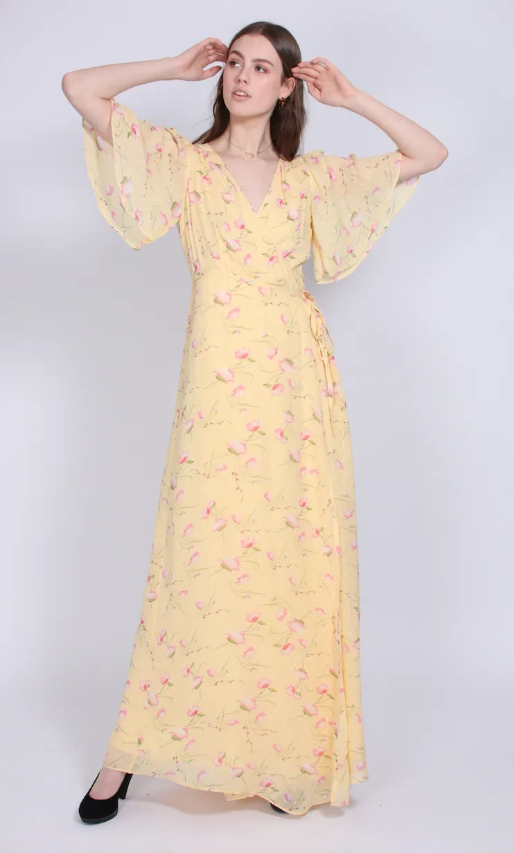 Delicate Semi Wrap Dress - Yellow Poppy