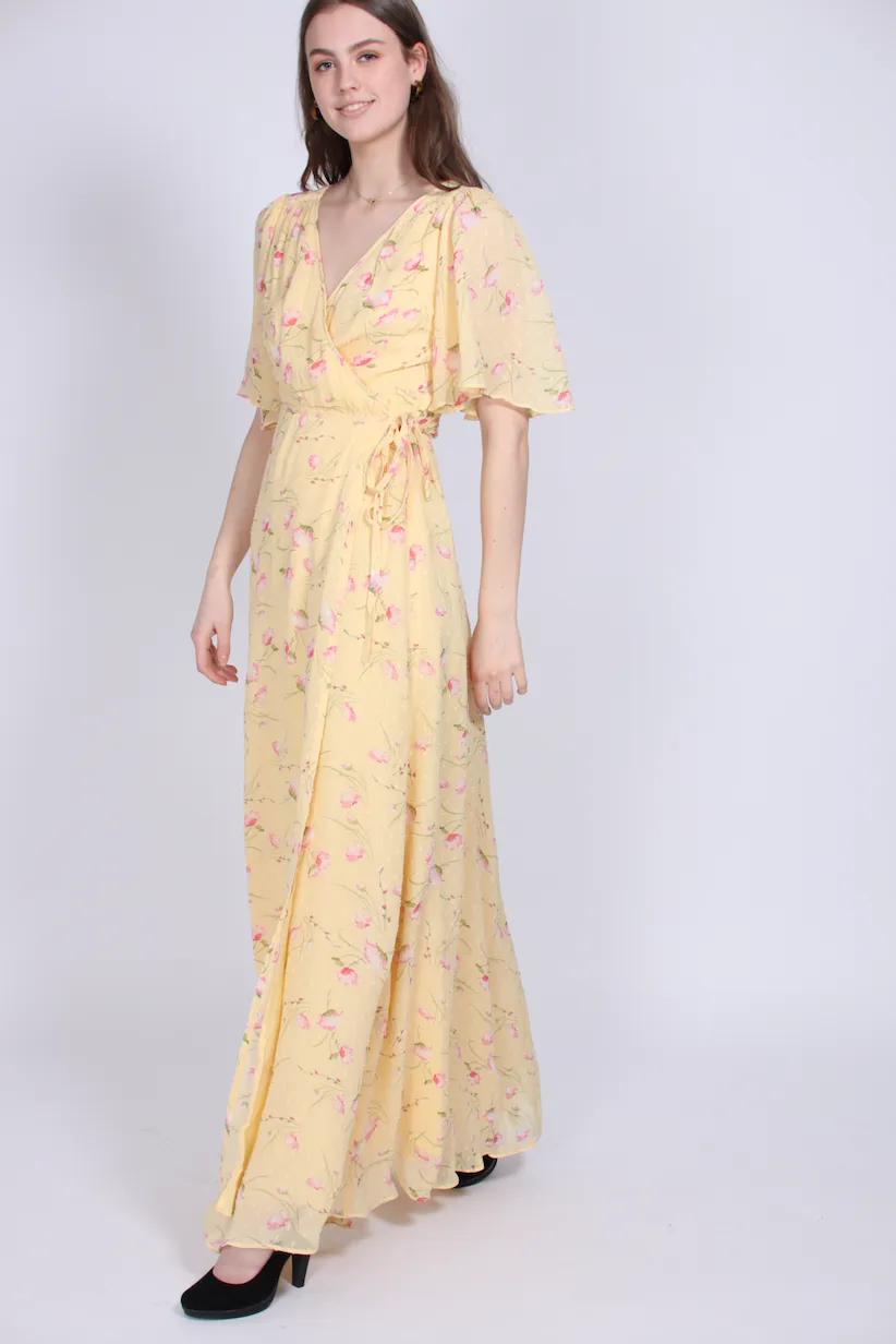 Delicate Semi Wrap Dress - Yellow Poppy