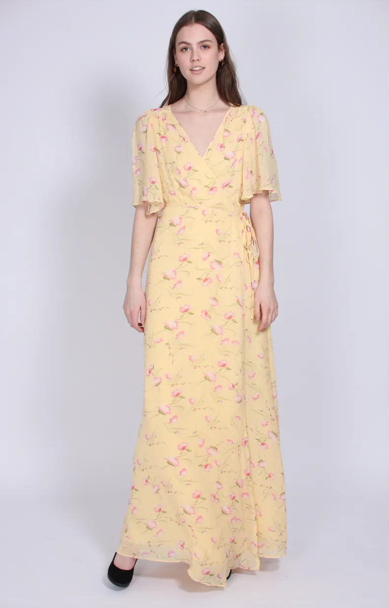 Delicate Semi Wrap Dress - Yellow Poppy