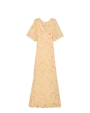 Delicate Semi Wrap Dress - Yellow Poppy