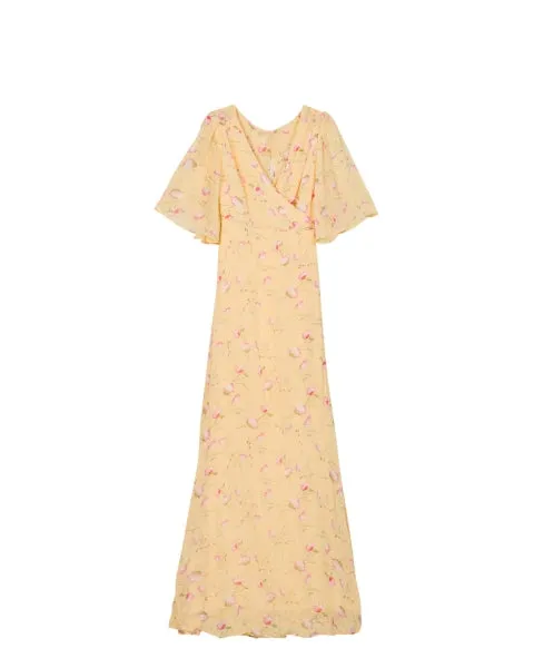 Delicate Semi Wrap Dress - Yellow Poppy