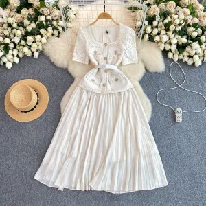 Delicate Square Neckline Lace Patchwork Dress