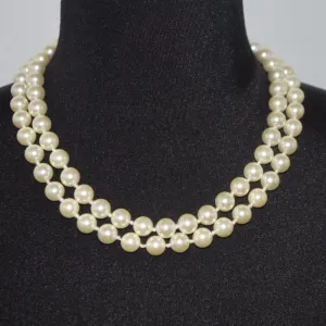 Double Strands Elegant Cream Color Shell Beaded Necklace