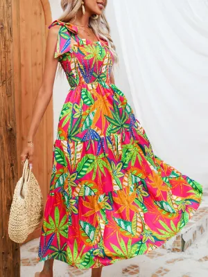 Dresses for Women 2023 Summer New Print Wrapped Chest Sexy Dress Fashion Strap Long Dresses Beach Style Holiday Woman Clothing