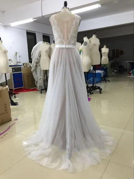 Elegant Beach Coast Wedding Dresses,Lace A Line Tulle Bridal Dresses For Beach Wedding PFW0259