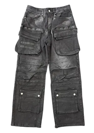First Row Utility Cargo Relaxed Fit Denim (Black) FRP3024