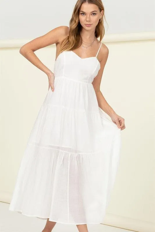 Full Heart Smocked Cutout Midi Dress