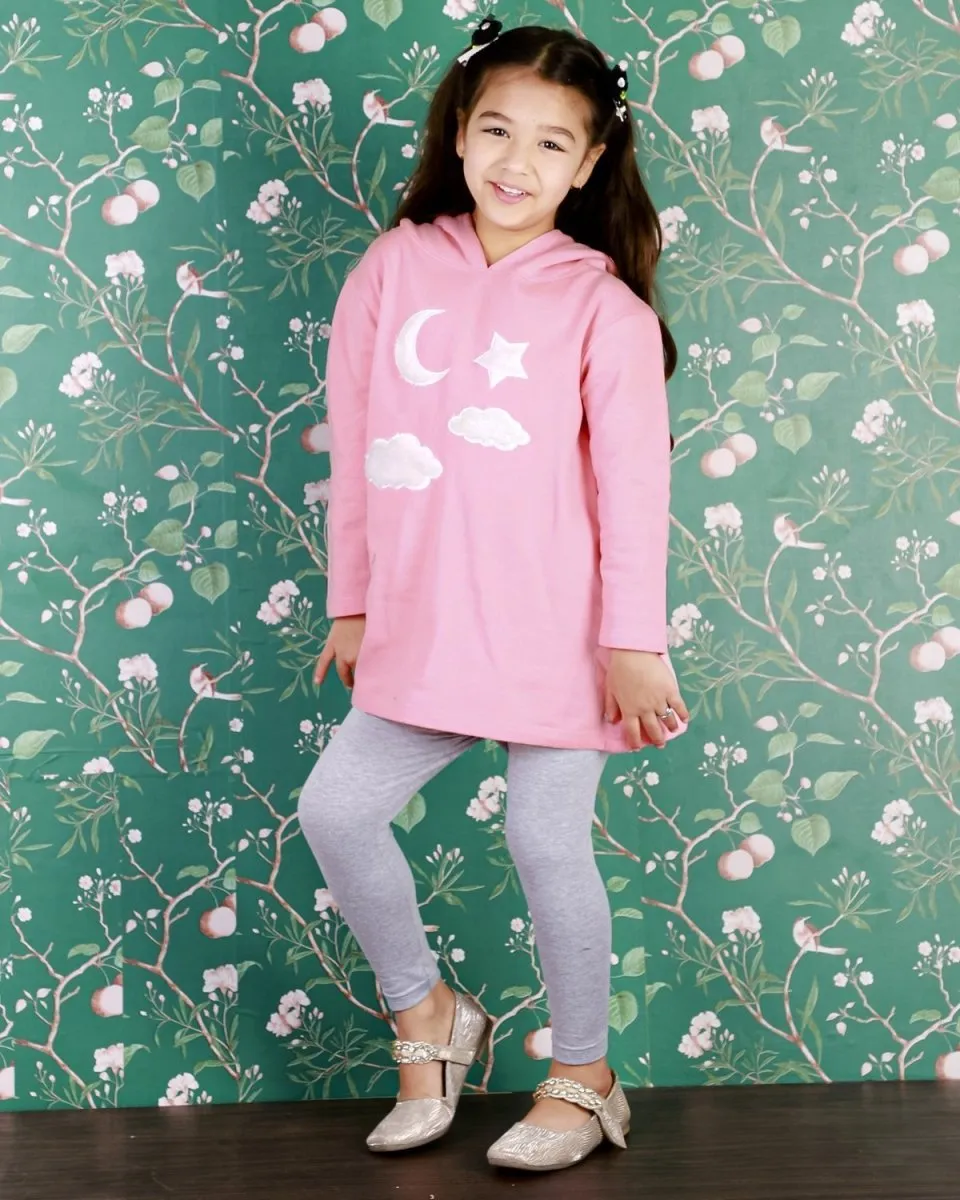 Girls Moon Christmas Magic Hooded Sweater Dress