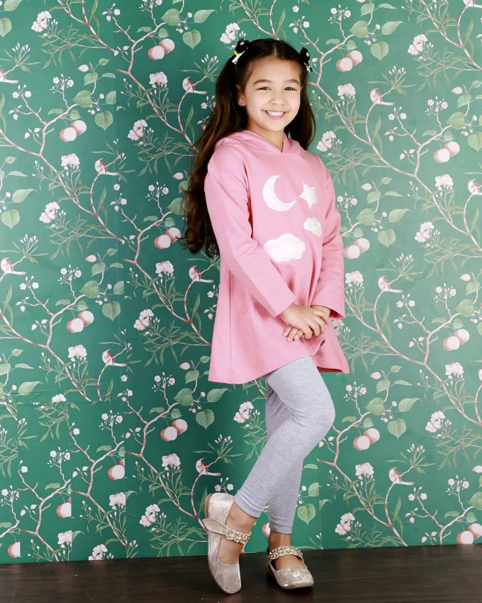 Girls Moon Christmas Magic Hooded Sweater Dress
