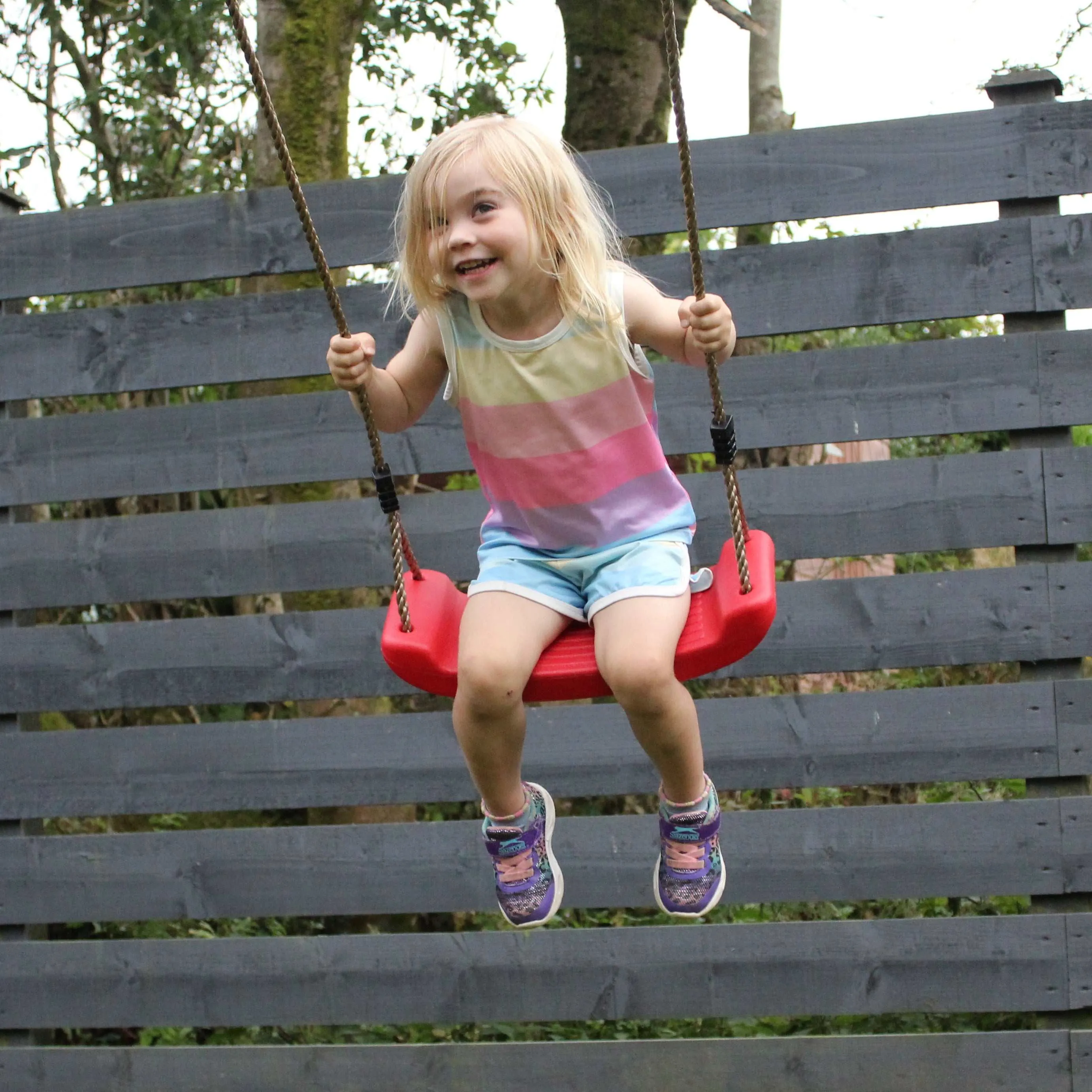 Go Wild Wooden Swing Set With Glider & 6ft Slide
