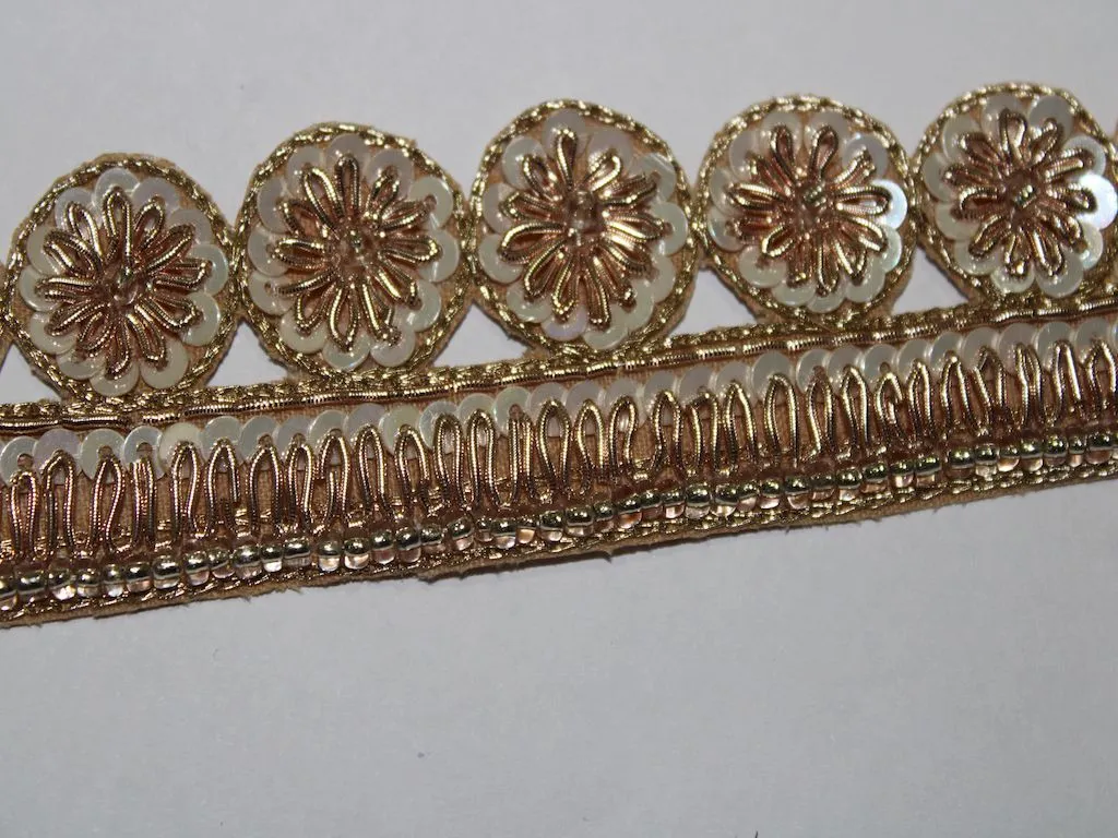 Golden & White Sequins Handwork Embroidered Border