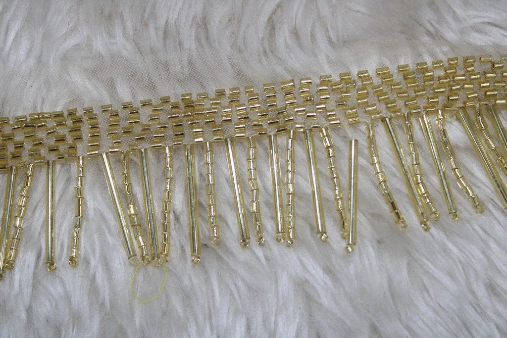 Golden Handwork Beads Work Embroidered Border