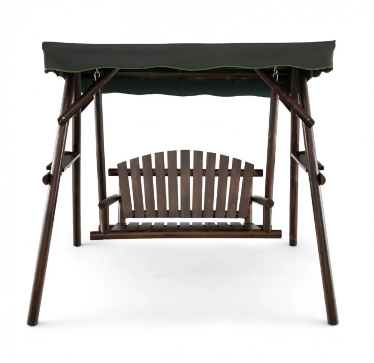 Heavy Duty Natural Fir Wood 2-Person Patio Outdoor Porch Swing  | Adjustable Canopy | Holds 530lbs | Waterproof | Fade Resistant | Side Table