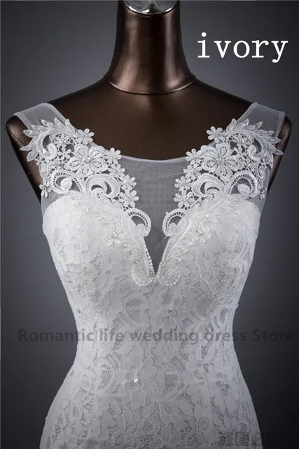 Hot sale free shipping Elegant beautiful lace flowers mermaid de mariage bridal dress