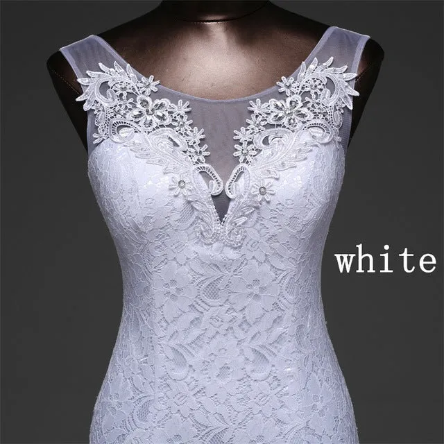 Hot sale free shipping Elegant beautiful lace flowers mermaid de mariage bridal dress