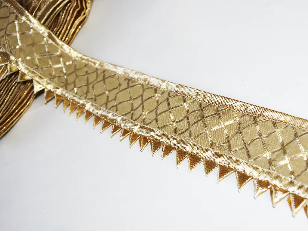 Ivory White Fancy Criss Cross Gota Work Embroidered Border