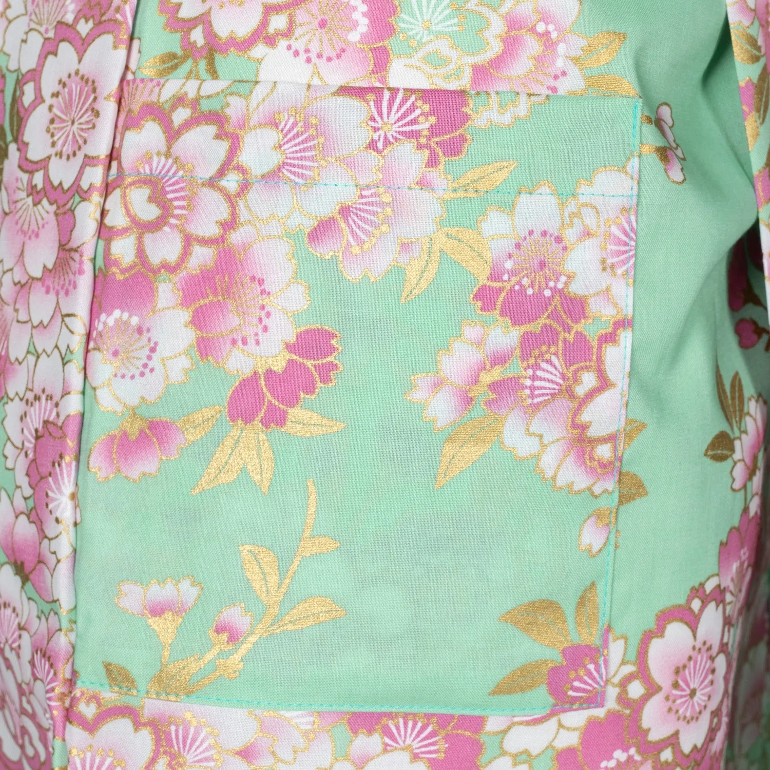 Jade Green Cherry Blossom Short Japanese Kimono