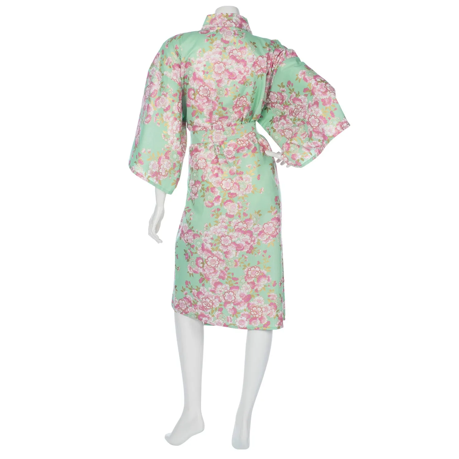 Jade Green Cherry Blossom Short Japanese Kimono