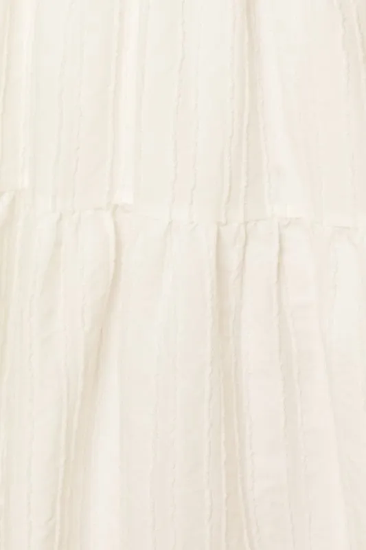 Jasmine Textured Striped Smocked Back Midi Dress