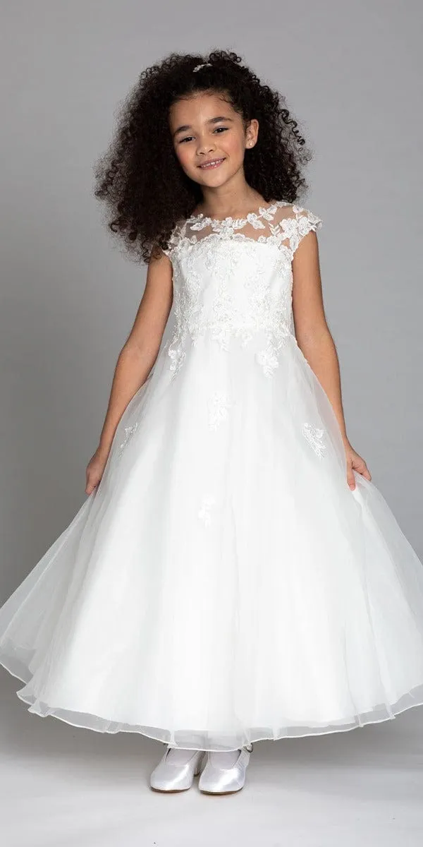 Lace Cap Sleeve Triple Bow Trim Dress