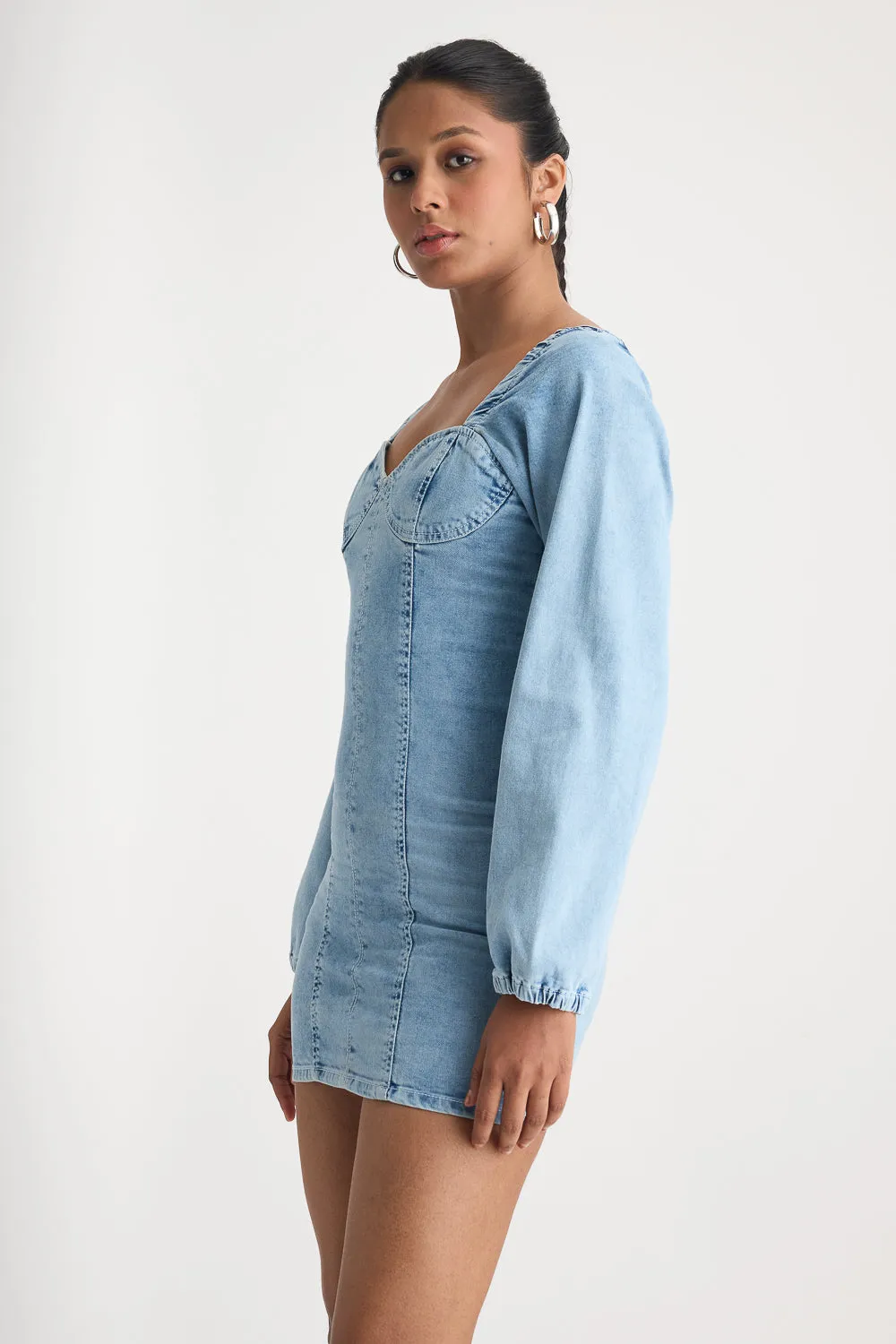 Light Blue Full Sleeve Denim Dress