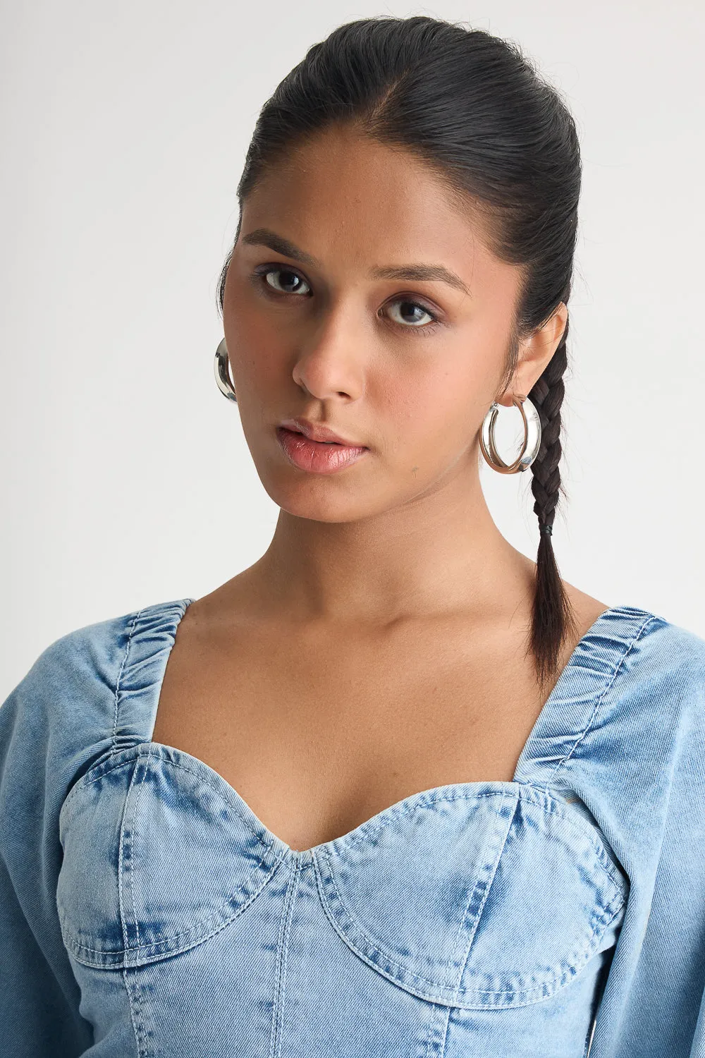 Light Blue Full Sleeve Denim Dress