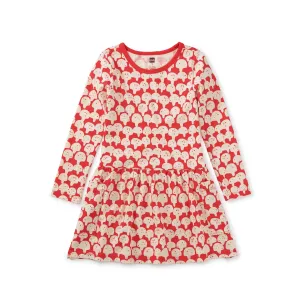 Long Sleeve Pocket Dress: Spotted Mushrooms