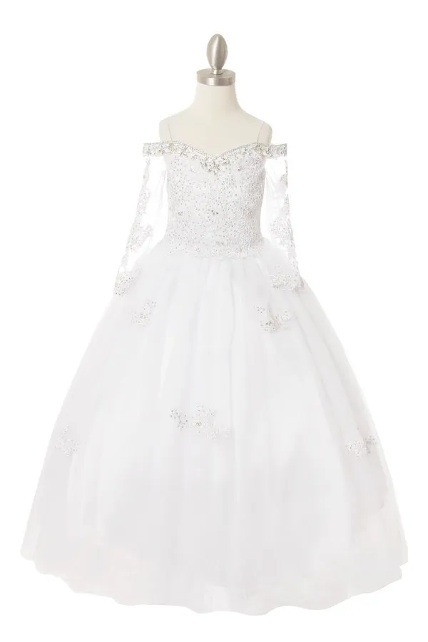 Long Sleeve Tulle Satin Girl Mini Quince by Cinderella Couture USA AS8002