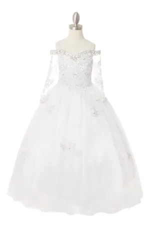 Long Sleeve Tulle Satin Girl Mini Quince by Cinderella Couture USA AS8002