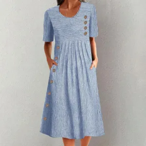 Mariel - Striped Button Dress