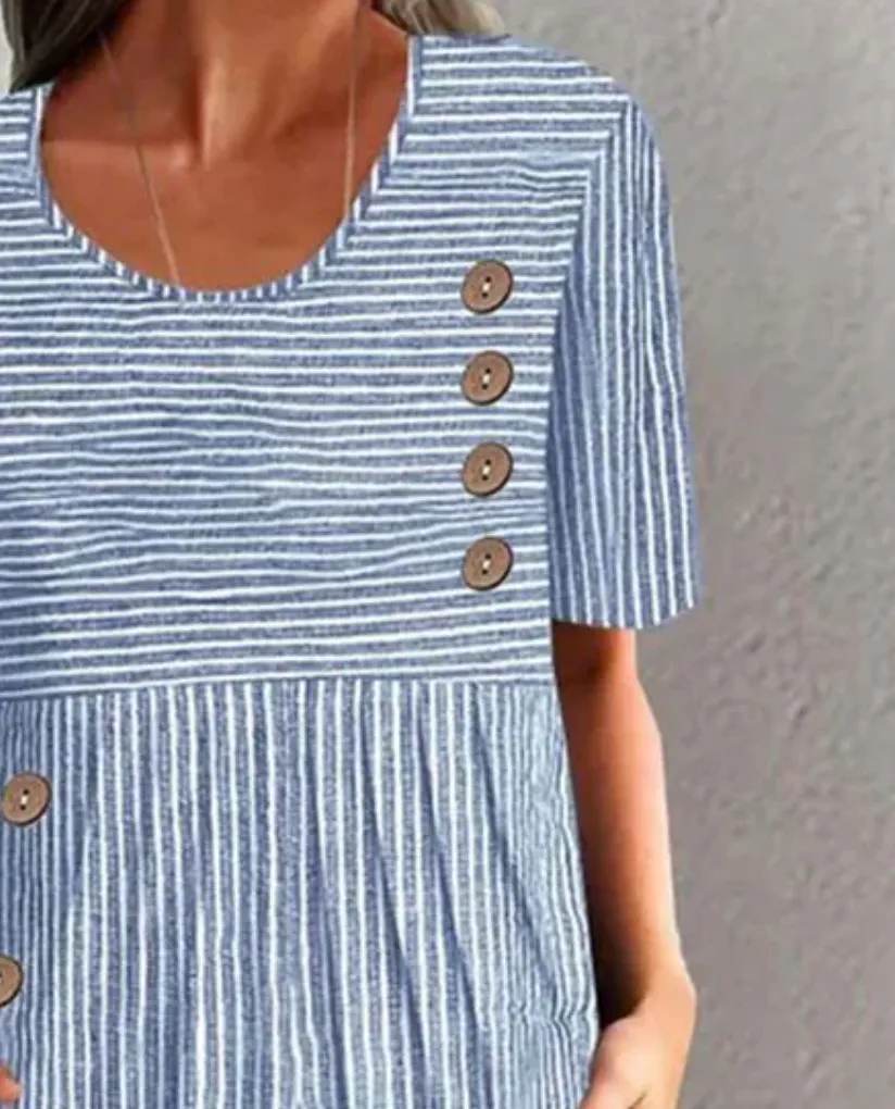 Mariel - Striped Button Dress
