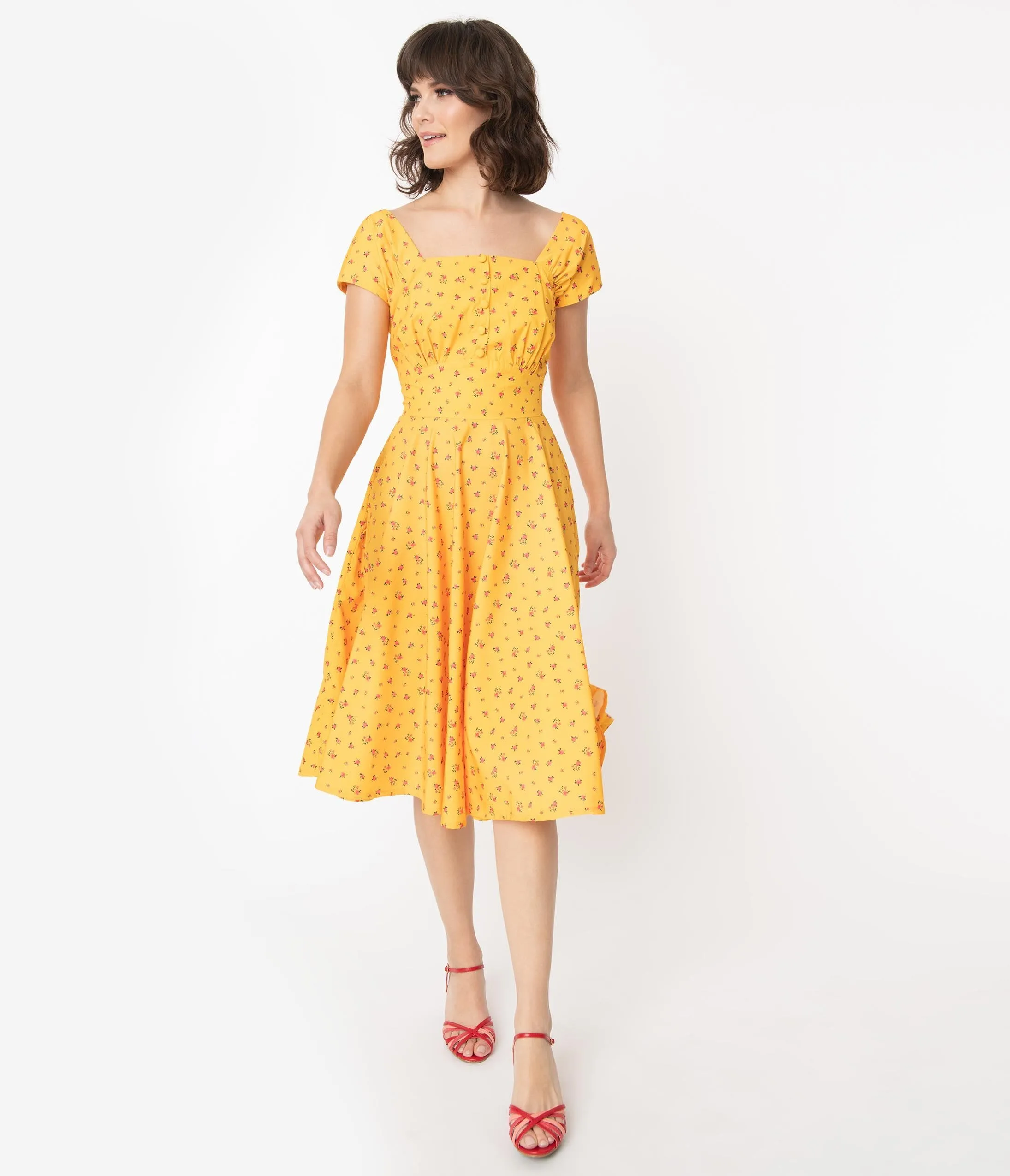 Marigold & Pink Dainty Floral Aaliyah Swing Dress