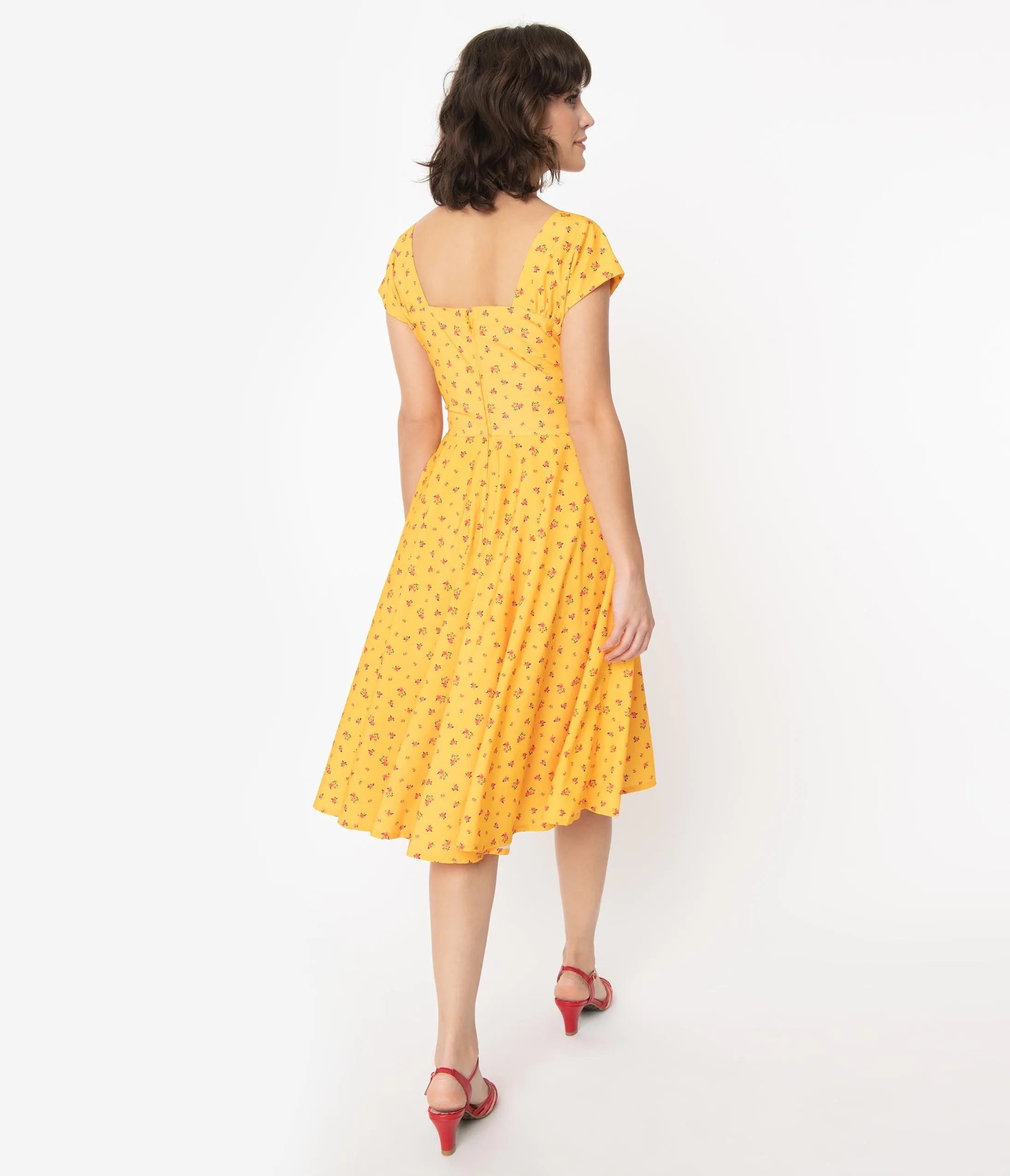 Marigold & Pink Dainty Floral Aaliyah Swing Dress