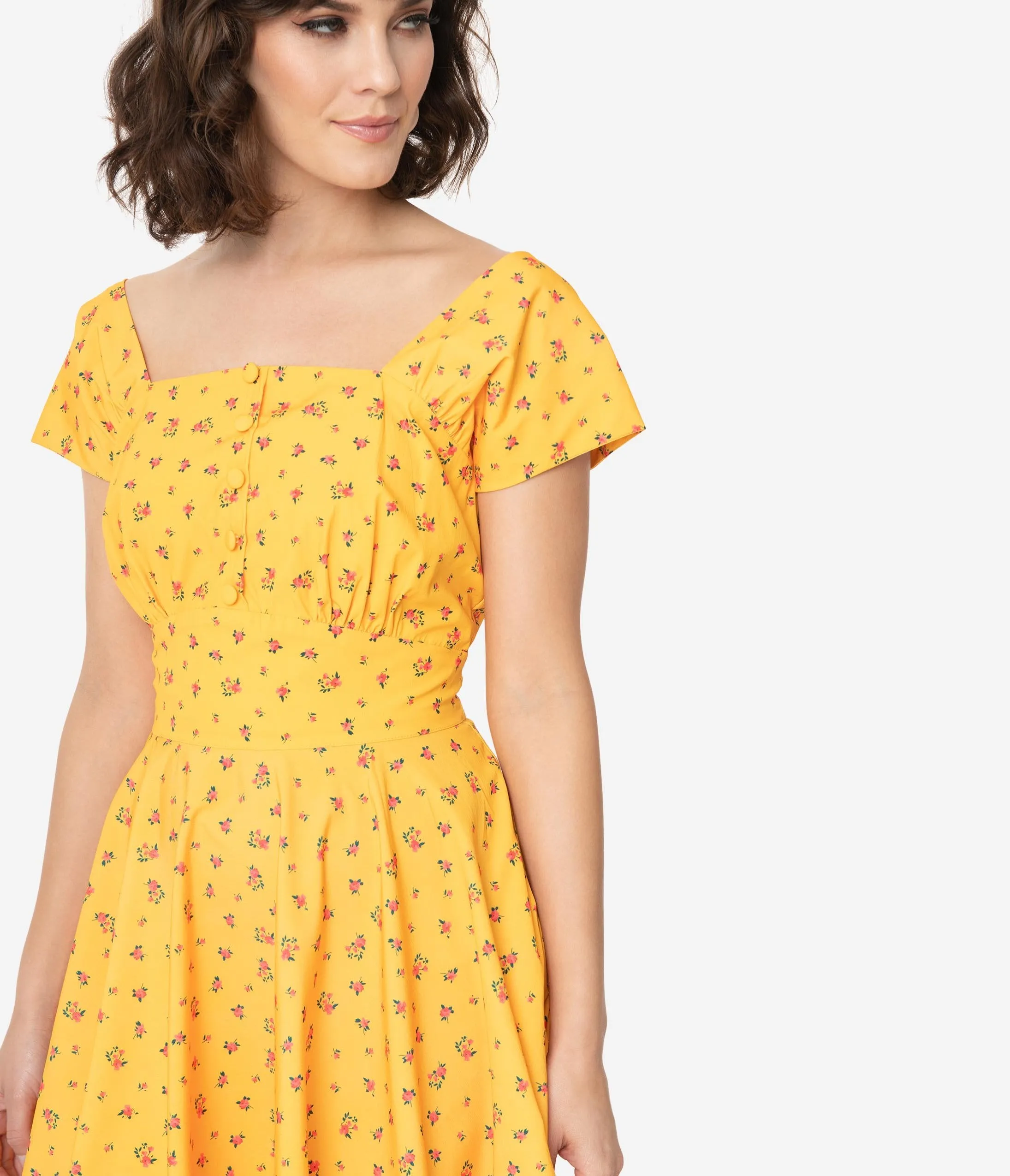 Marigold & Pink Dainty Floral Aaliyah Swing Dress