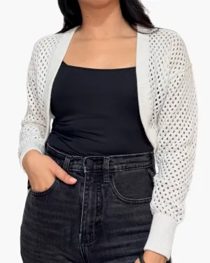 MESH SHRUG IN BLEACH WHITE