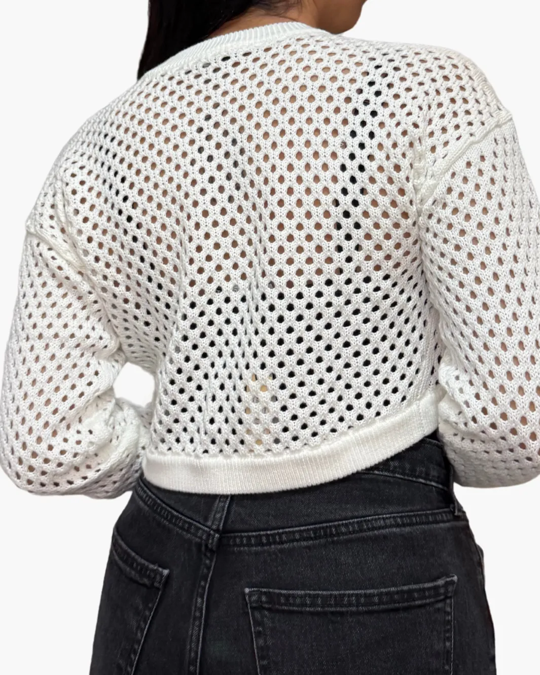 MESH SHRUG IN BLEACH WHITE