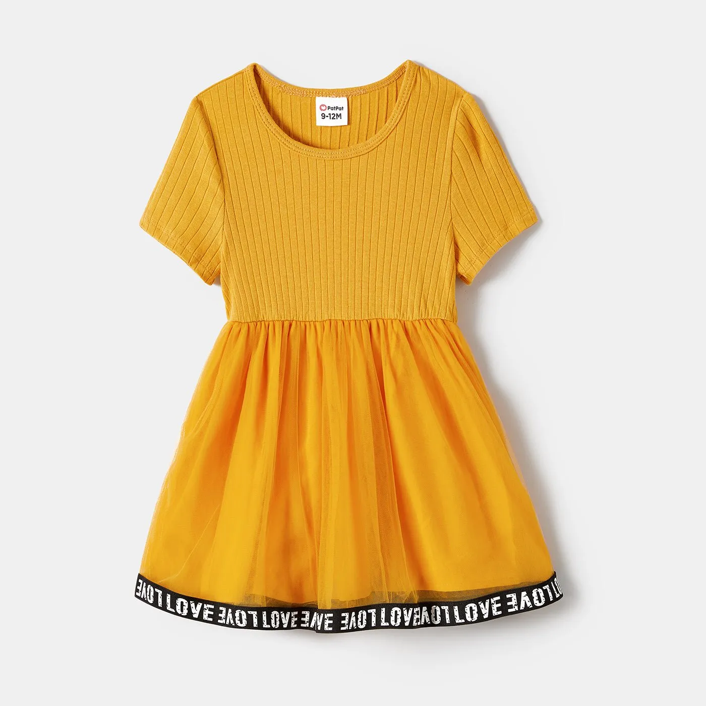 Mommy and Me Letter Tape Side Seam Short-sleeve Bodycon Dresses