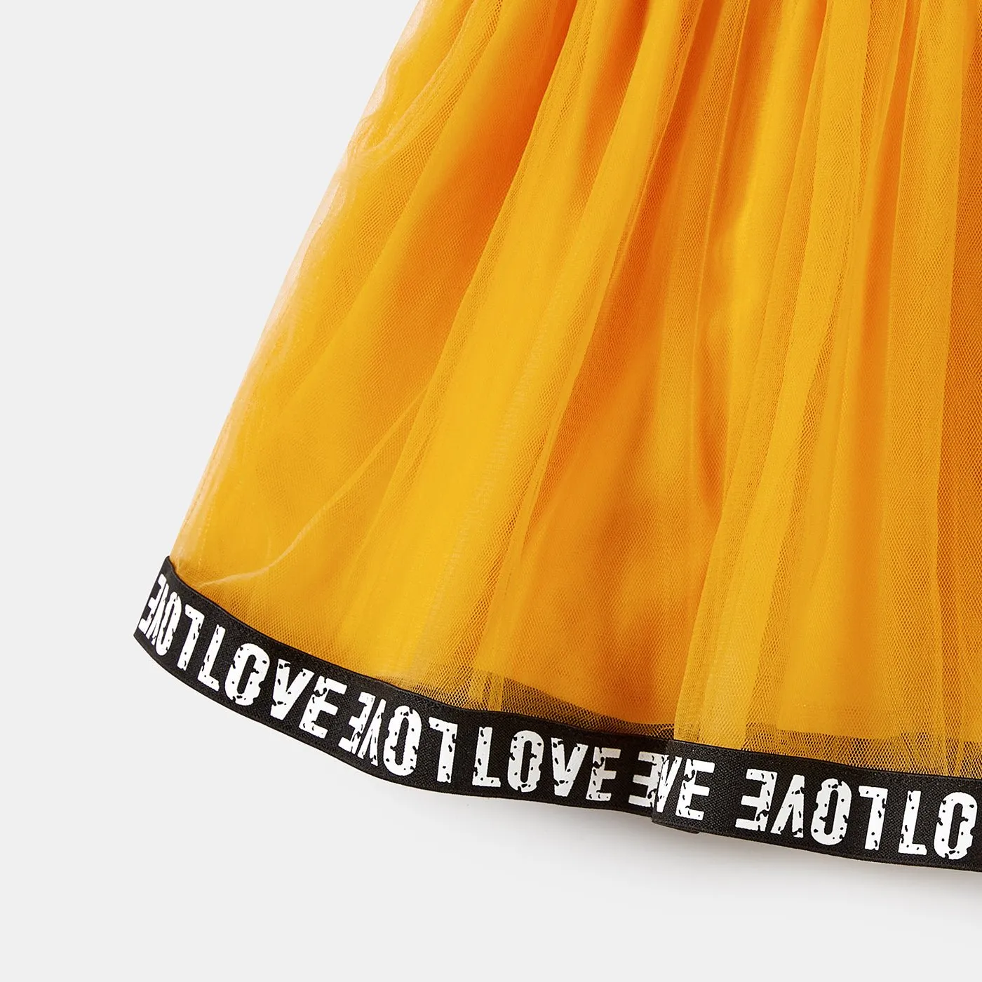 Mommy and Me Letter Tape Side Seam Short-sleeve Bodycon Dresses
