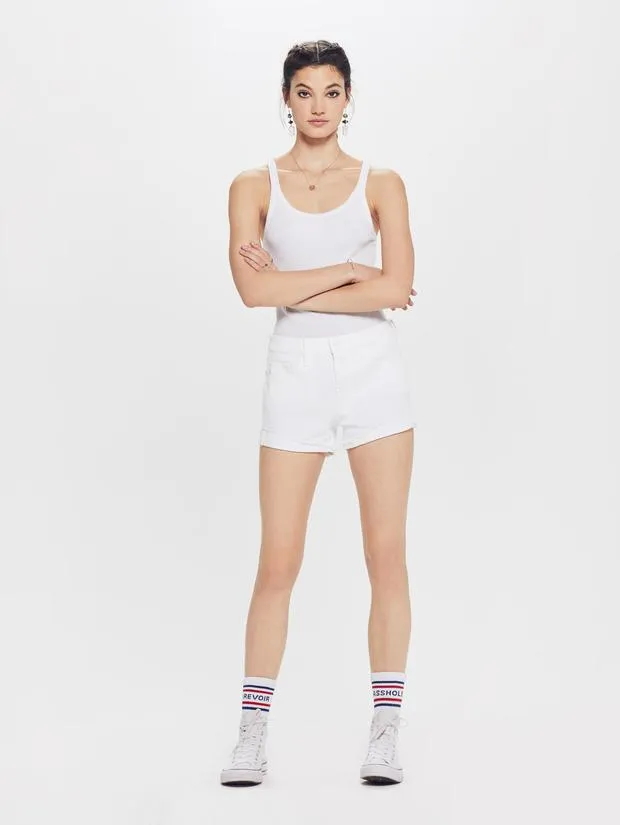 MOTHER DENIM - The Rascal Slit Flip Short in Glass Slipper