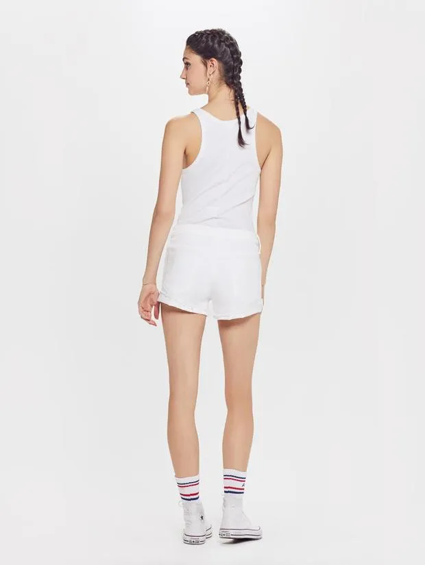 MOTHER DENIM - The Rascal Slit Flip Short in Glass Slipper