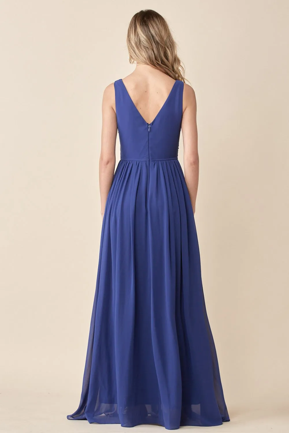 NAVY DELICATE LACE AND CHIFFON MIX MAXI
