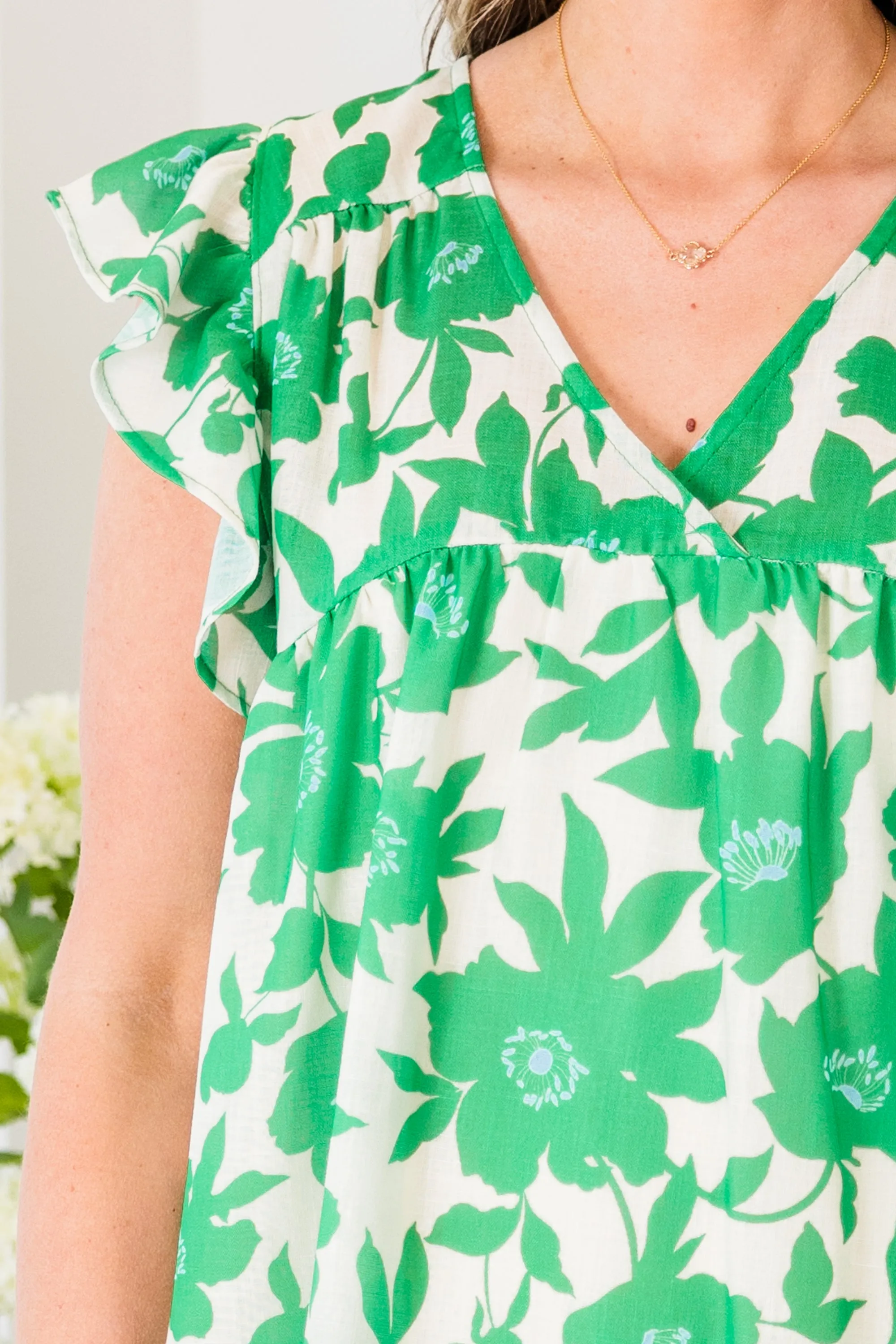 Next Big Move Dress, Green Floral