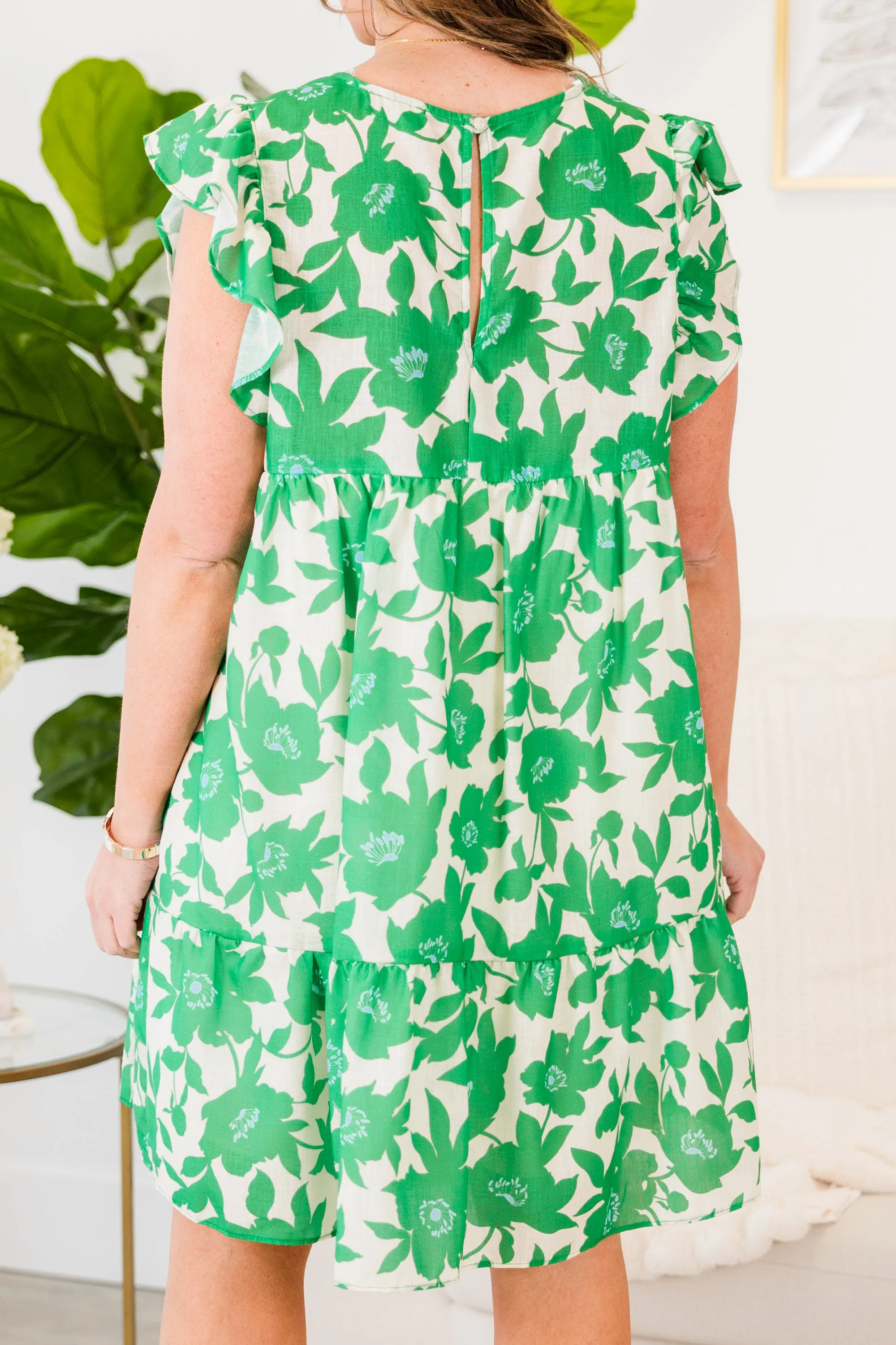 Next Big Move Dress, Green Floral